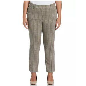 Rafaella Stretch Plaid Ankle Pants Womens Size 18 Warm Taupe Comfy Career NEW